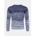 Mens Ombre Crew Neck Casual Regular Fit Long Sleeve Pullover Sweater