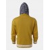 Mens Patchwork Casual Knitted Drawstring Plaid Hooded Sweater