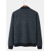 Mens Baseball Collar Rib  Knit Warm Cardigans With Zipped Pocket