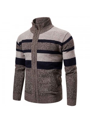Mens Winter Knitted Cardigan Stand Collar Coat Sweater Knitwear Thick Jacket Cardigan Outwear