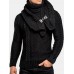 Mens Warm Solid Color Round Neck Long Sleeve Knitted Sweaters With Scarf