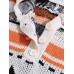 Mens Vintage Tribal Geometric Pattern Knitted Half Button Front Hoodie Sweaters