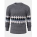 Mens Vintage Argyle Pattern Rib  Knit Cotton Long Sleeve Pullover Sweaters