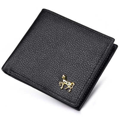 Men Horizontal Wallet Multifunctional Business Tri  fold Card Holder  Black