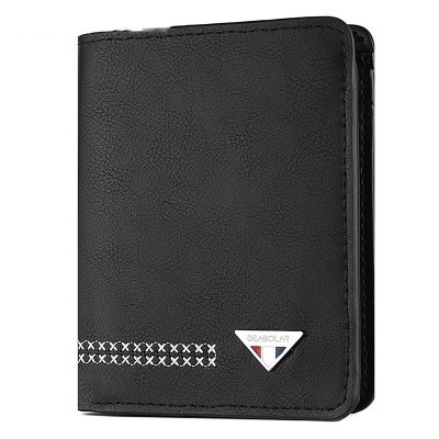 DEABOLAR Men Wallet Retro Casual Short Multi  card Holder Driver License Case  Black