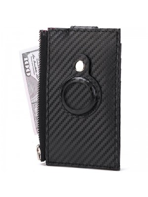 For Airtag Tracker Case Carbon Fiber Credit Card Holder Wallet  Black