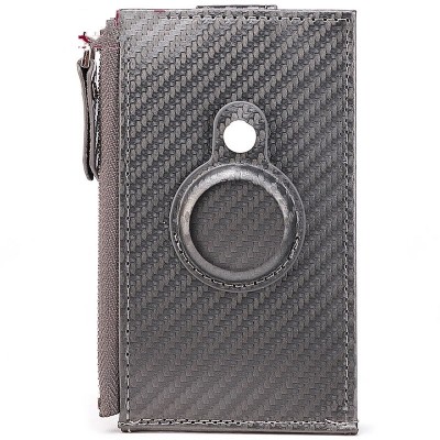 For Airtag Tracker Case Carbon Fiber Credit Card Holder Wallet  Grey