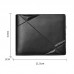 DEABOLAR Men Short PU Leather Tri  fold Horizontal Wallet Large  capacity Multi  card Wallet  Black