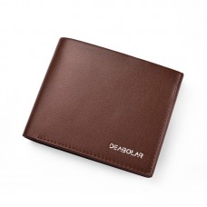 DEABOLAR Large  Capacity Multi  Card Men Short PU Leather Wallet  Brown Horizontal