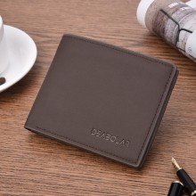 DEABOLAR Multifunctional Men Short PU Leather Wallet Multi  Card Coin Purse  Dark Brown