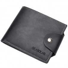 DEABOLAR Large  capacity Multi  card Slot PU Soft Leather Retro Short Wallet  Black