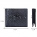 Baellerry Crocodile Print Men Short Wallet Vintage Multi  card Slot Coin Purse  Black Head