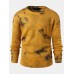 Mens Tie Dye Print Knit Rib Round Neck Relaxed Fit Sweaters