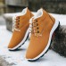 TENGOO Men Winter Hiking Shoes Comfy Warm Snow Boots Wear  resistant Non  slip Cotton Shoes Lace Up Outdoor Sports Casual Ankle Shoes