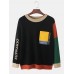 Mens Letter Graphic Embroidered Long Sleeve Knitted Sweaters