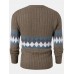 Mens Vintage Argyle Pattern Rib  Knit Cotton Long Sleeve Pullover Sweaters