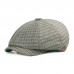 Men Cotton Plaid Pattern Casual Octagonal Hats Painter Hats Beret Flat Caps