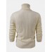 Mens Solid Color Twisted Cable Knit High Neck Slim Fit Casual Sweater