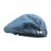 Men Denim Plaid Pattern Sunshade Short Brim Casual Vintage Forward Hats Beret Flat Caps